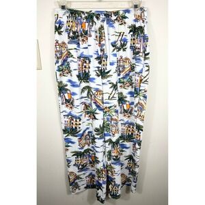 VTG White Stag Tropical Novelty Print Pants Women's S 4/6 Wide Leg Resort Cruise